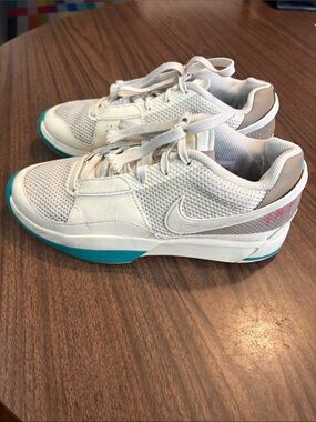 Nike JA 1 "DAY ONE" Men’s Size 8 White & Teal Low-Top DR8785-102 Sneakers Shoes